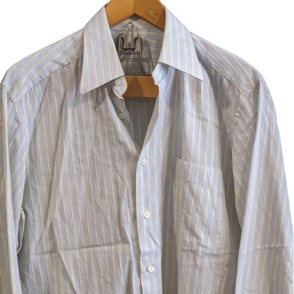 Ermenegildo Zegna Button Down Dress Shirt Portofino Comfort Size 39 - 15 1/2 - Picture 3 of 13